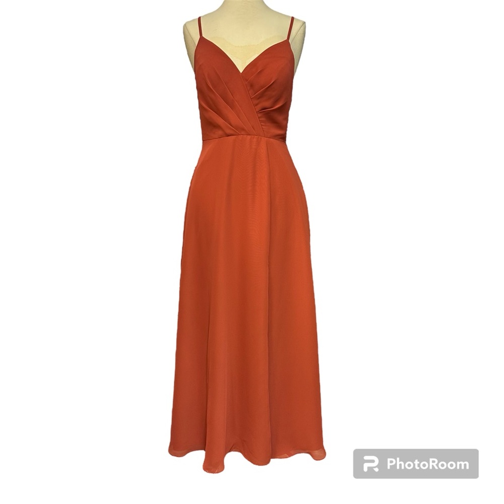 Rust color long dress for bridesmaids or party